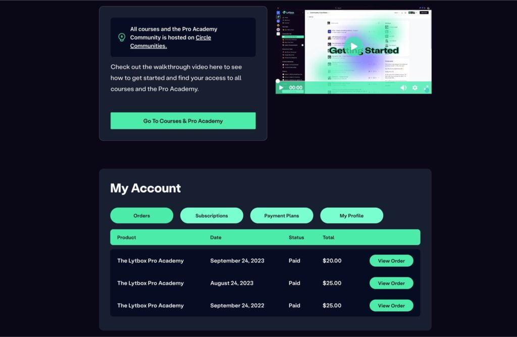 StudioCart Dashboard was created with a custom CSS style.